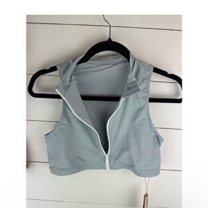 Skims zip up bikini top grey